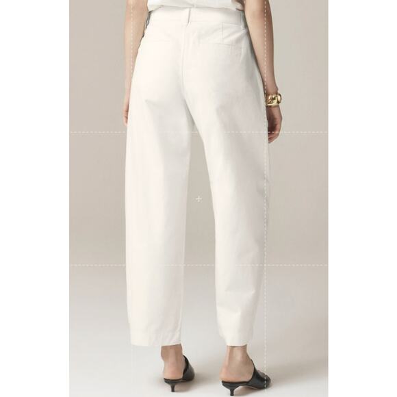 J.Crew Lasso Barrel Leg Pants Womens 28 White Cotton-Linen Blend Tapered CK354 - Picture 2 of 8